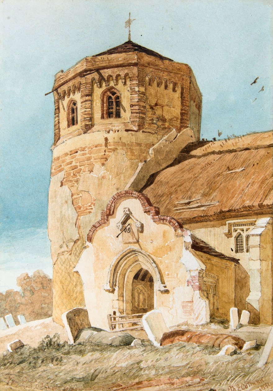 Tornet och södra portiken, St Andrews kyrka, West Dereham av Miles Edmund Cotman