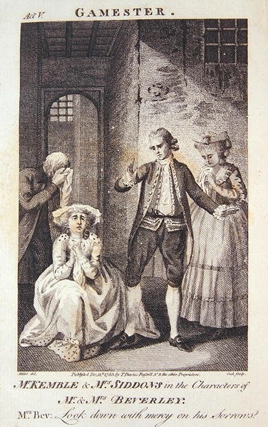 Mr Kemble och Mrs Siddons i karaktärerna Mr and Mrs Beverley, frontispice till "The Gamester" av Edward Moore, graverad av Cook av Miller (after)