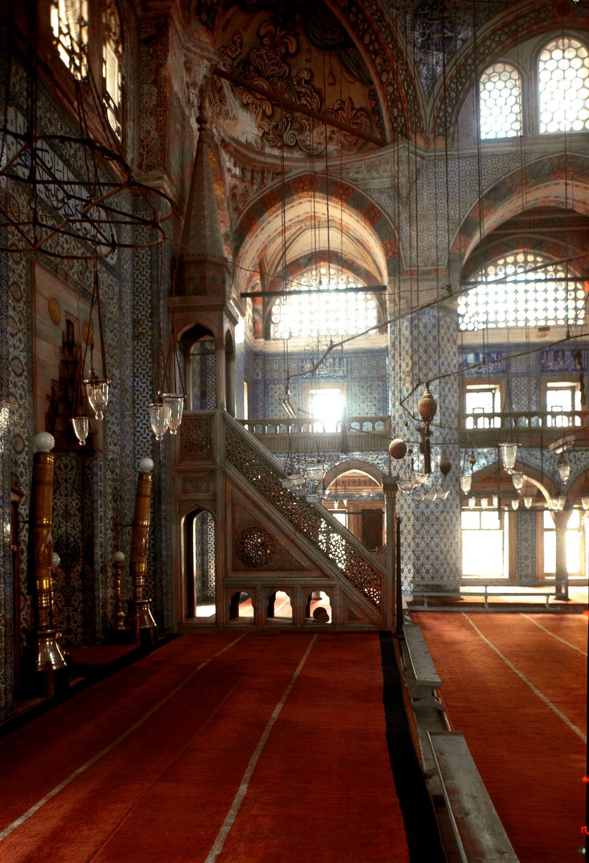 Interiörvy av Rustem Pasha-moskén (1560-1564) av Mimar Sinan