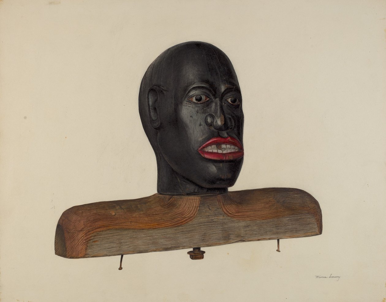 Huvudet för en svart person, c. 1940. av Mina Lowry