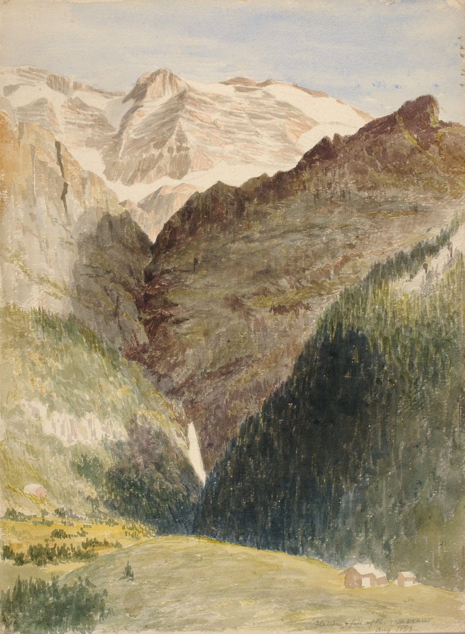 Glaciären och fallen, 1863. av Miner Kilbourne Kellogg