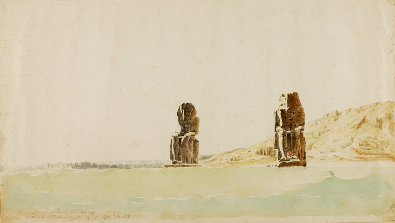 Statyer i Memnon, Thebe, n.d. av Miner Kilbourne Kellogg