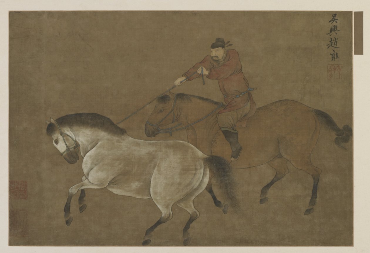 En ryttare som lasso en häst av Ming Dynasty Chinese School