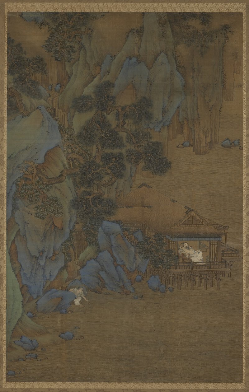 Njuter av brisen i en paviljong vid vattnet, 1500- och 1600-talet av Ming Dynasty Chinese School