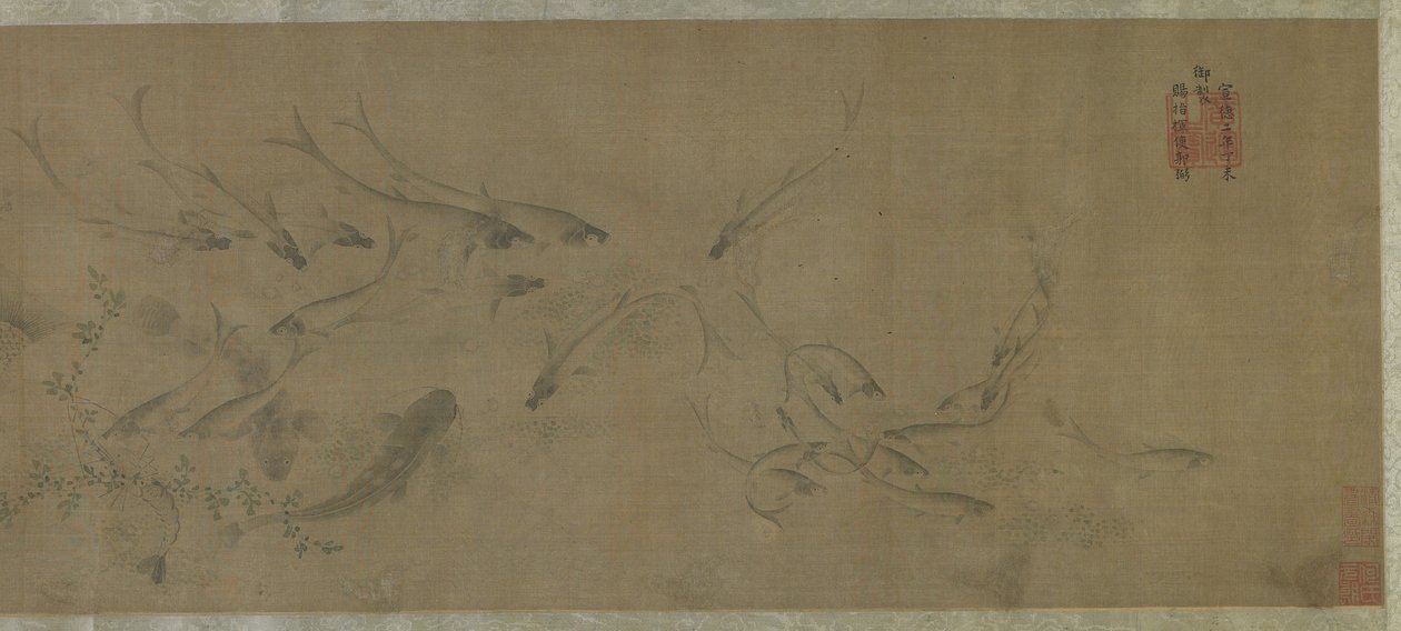 Fisk och vatten ogräs av Ming Dynasty Chinese School