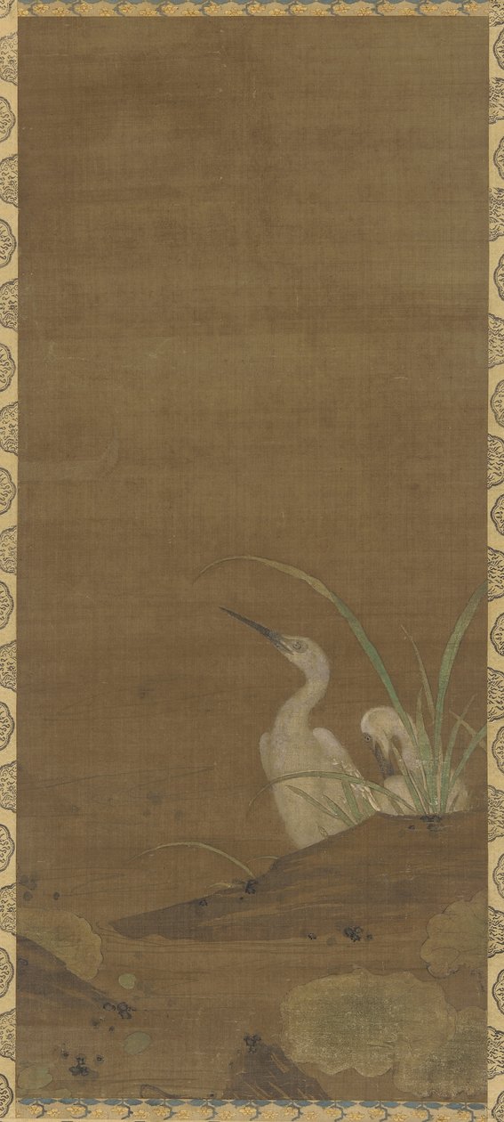 Häger och vattenväxter (bläck & färg på siden) av Ming Dynasty Chinese School