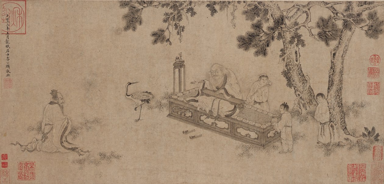 Laozi Deliving the Daodejing (bläck på papper) av Ming Dynasty Chinese School