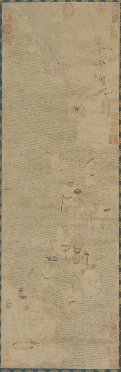 Luohan korsar en flod, 1500-1600-talet (bläck och färg på papper) av Ming Dynasty Chinese School