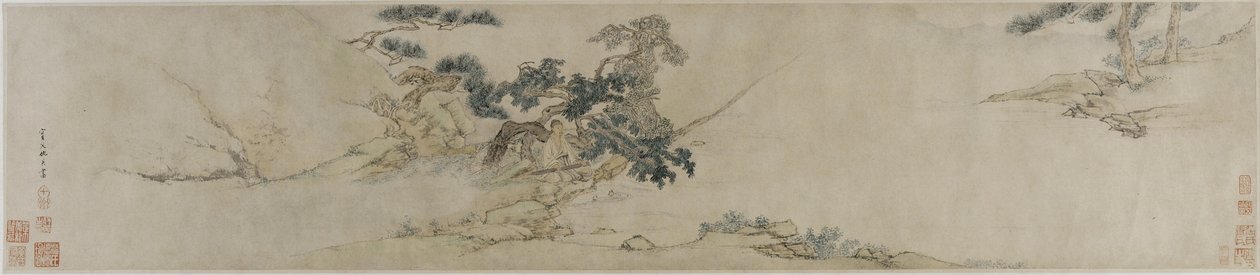 Spela cittra under en tall, sent 1500-tidigt 1600-tal (bläck och färg på papper) av Ming Dynasty Chinese School