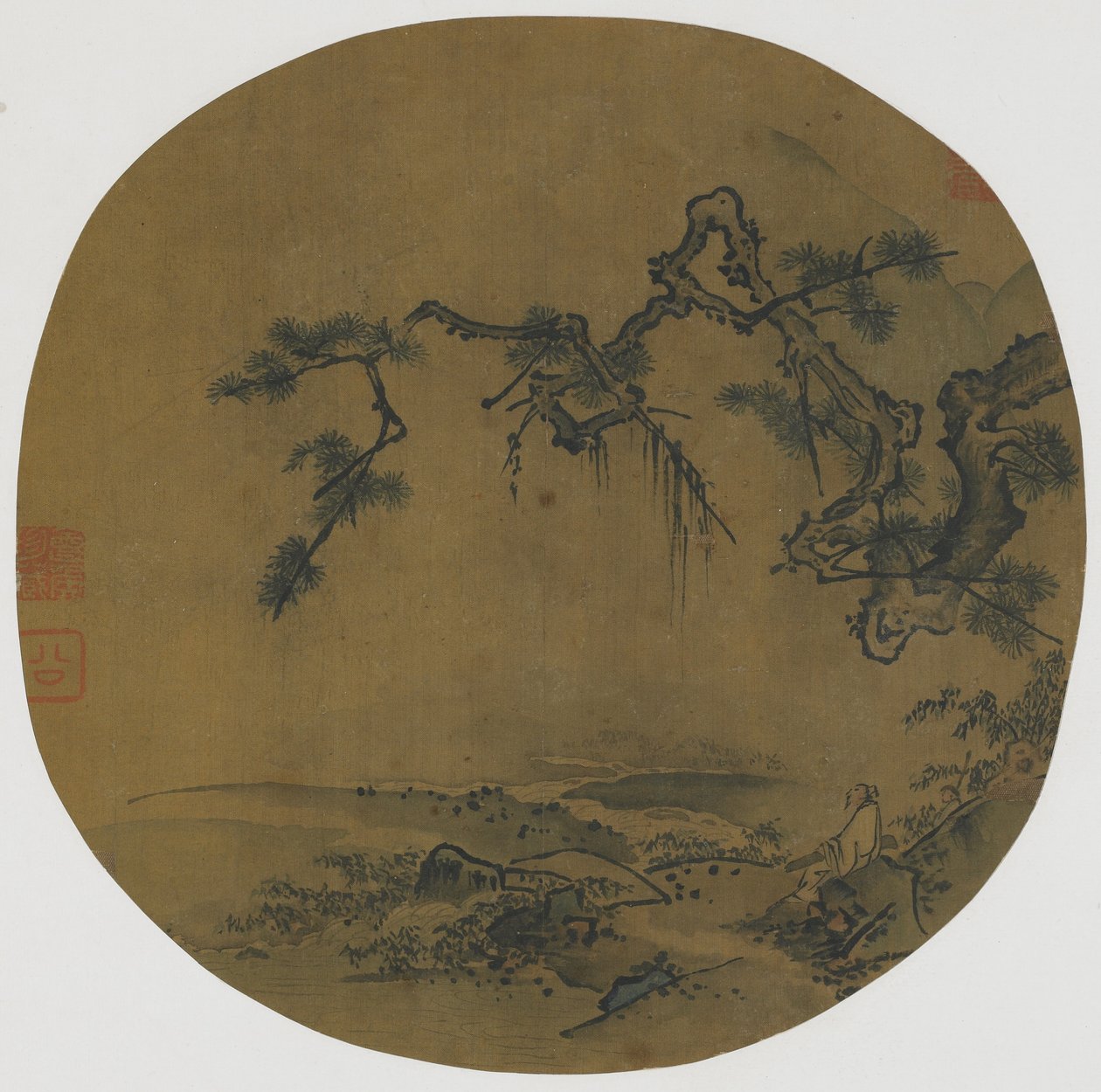Sitter under en tall, 1400-1500-talet av Ming Dynasty Chinese School
