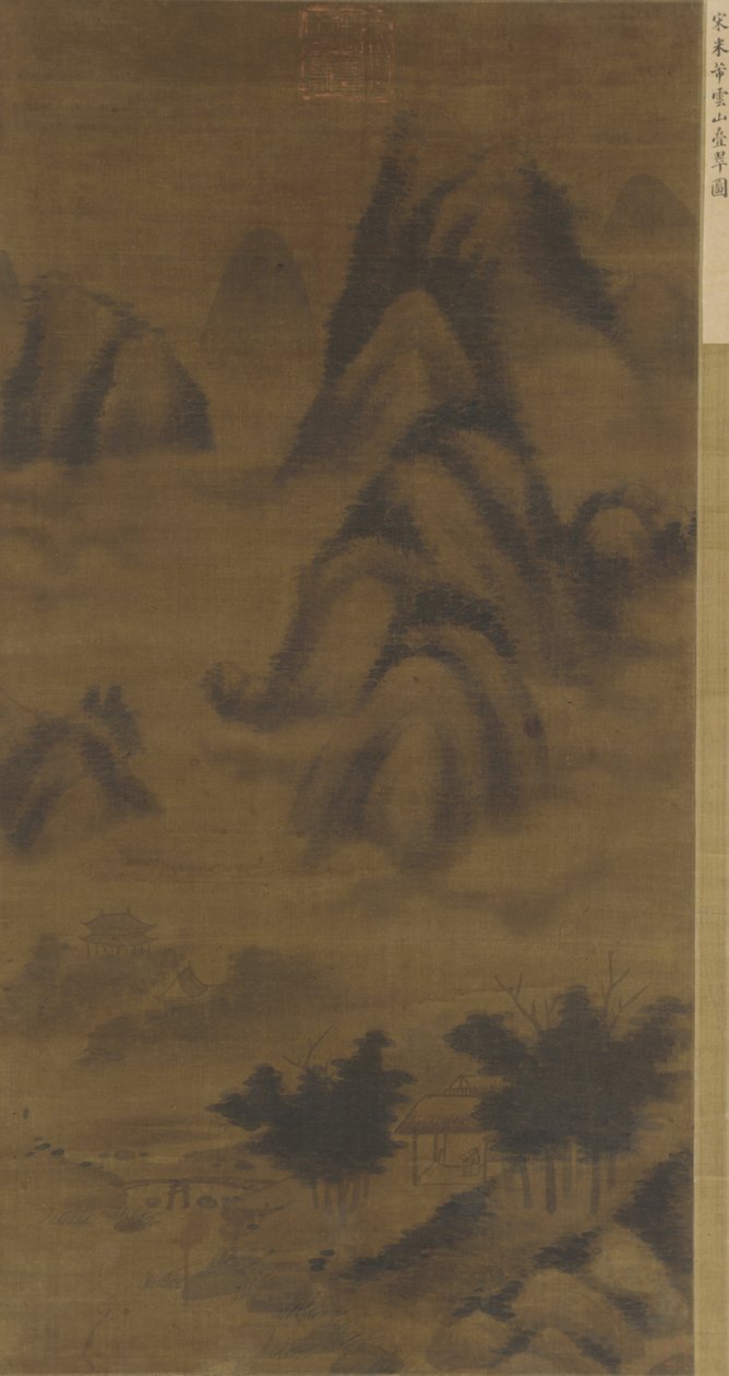 Gröna toppar i moln, möjligen 1500-talet av Ming Dynasty Chinese School