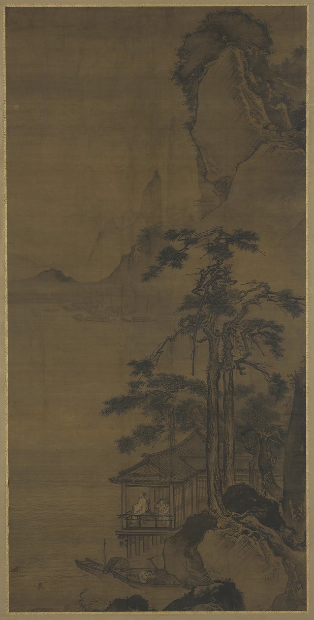 Titta på fullmånen från en vattenpaviljong, sent 1400-tidigt 1500-tal av Ming Dynasty Chinese School