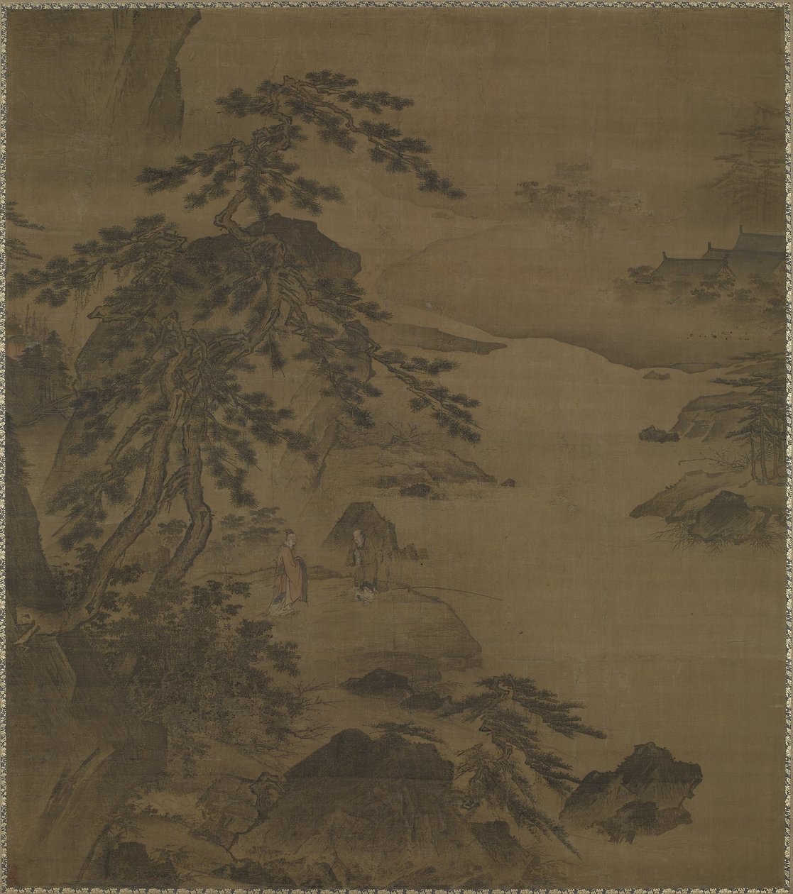 Besöker vismannen vid floden Wei, mitten av 1400-talet av Ming Dynasty Chinese School
