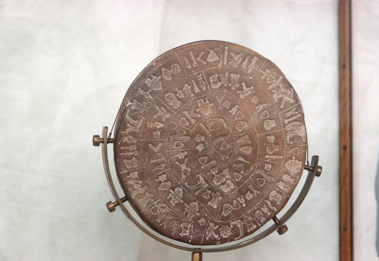 Skiva av Phaestos, 1700-1600 f.Kr. (bränd lera) av Minoan