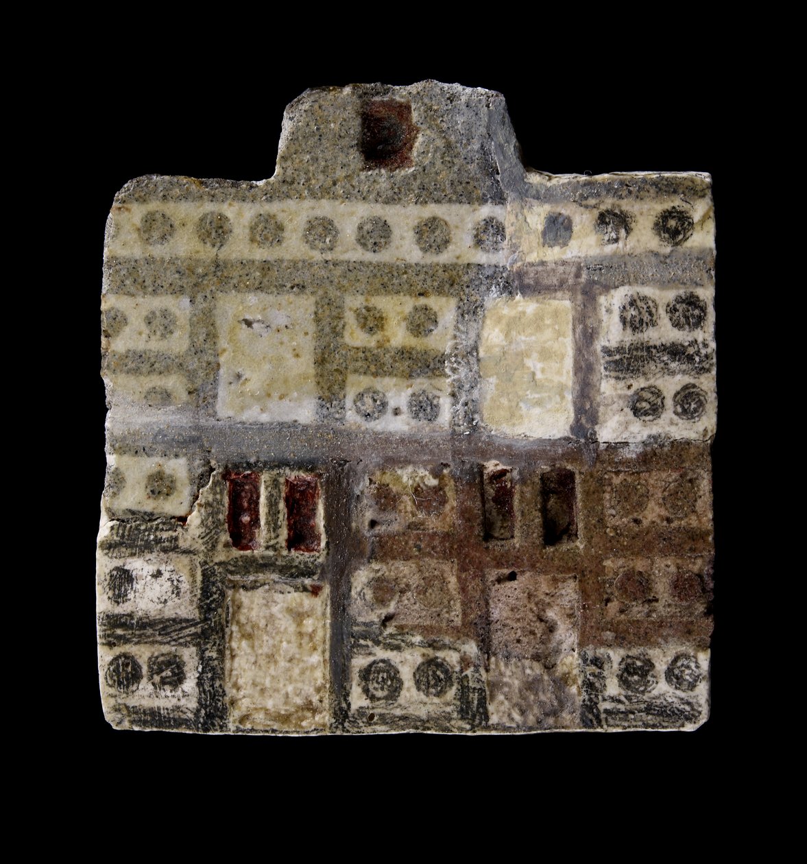 Fajansinläggningsplack föreställande ett tvåvåningshus, Mellanminoisk IIIA-period, c.1800-c.1750 f.Kr. (fajans och gips) av Minoan