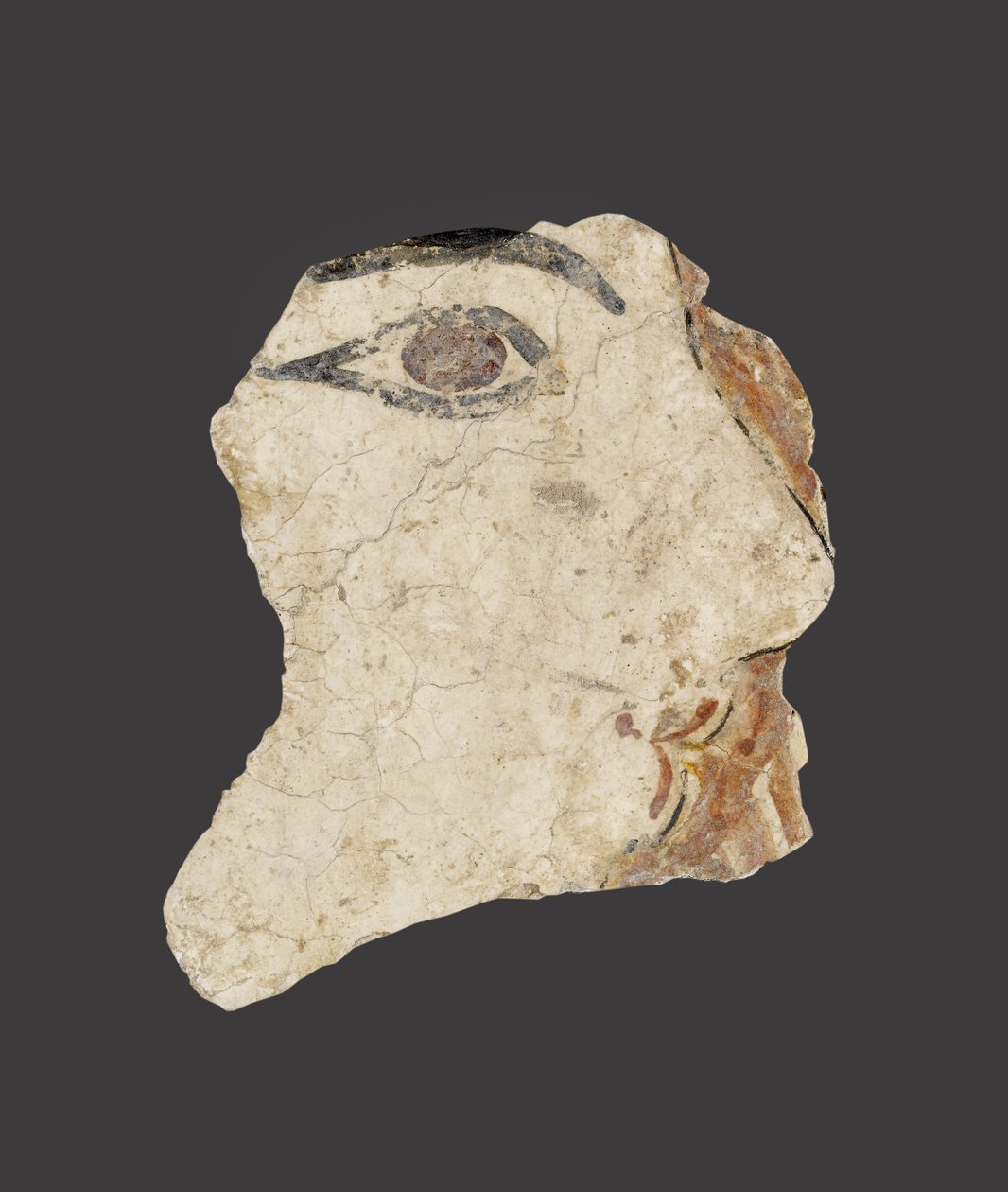 Fragment av en fresk föreställande en kvinnas ansikte, sen minoisk I period av Minoan