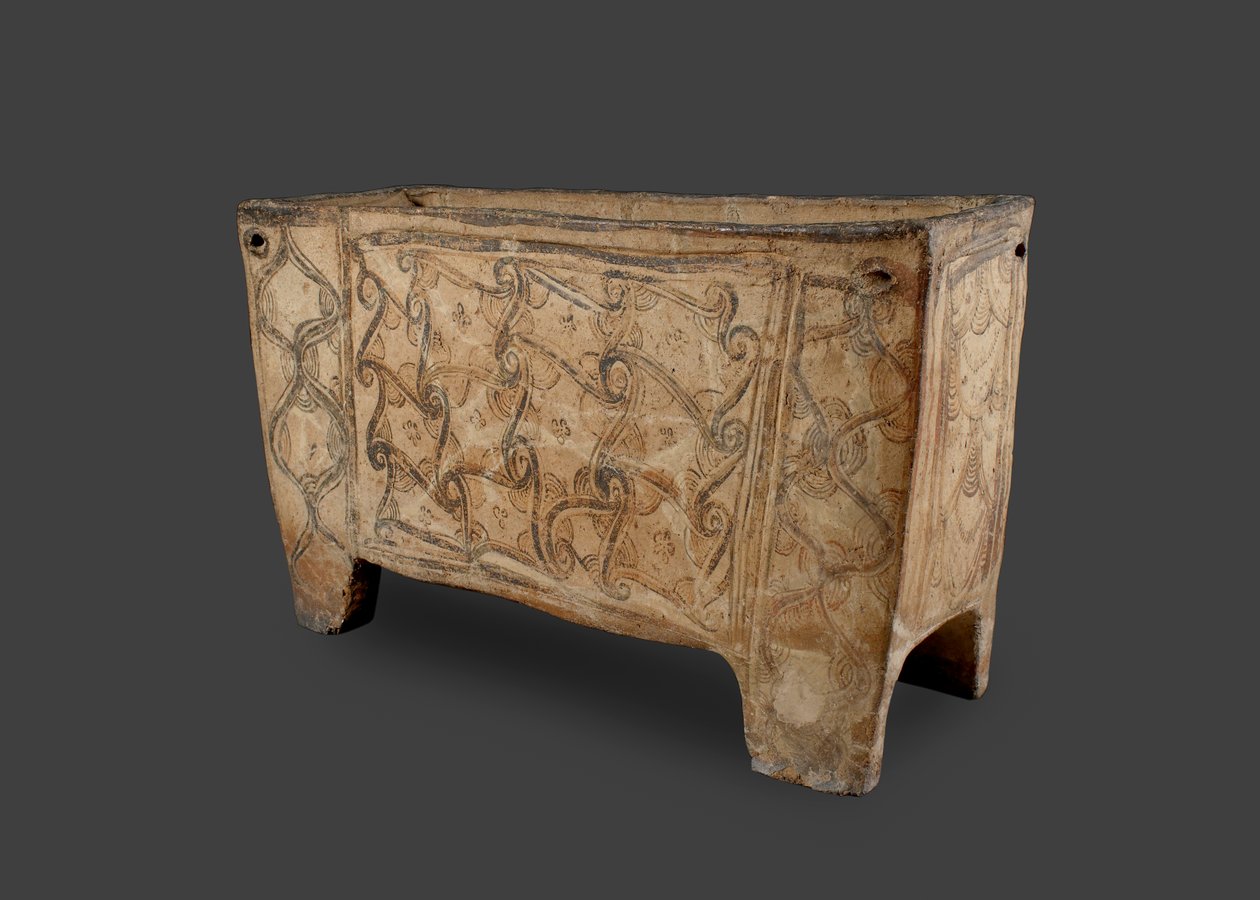 Målad kista, Knossos, Kreta, ca 1500 f.Kr. (målad lergods) (för framsidan se 115742 och 419817) av Minoan