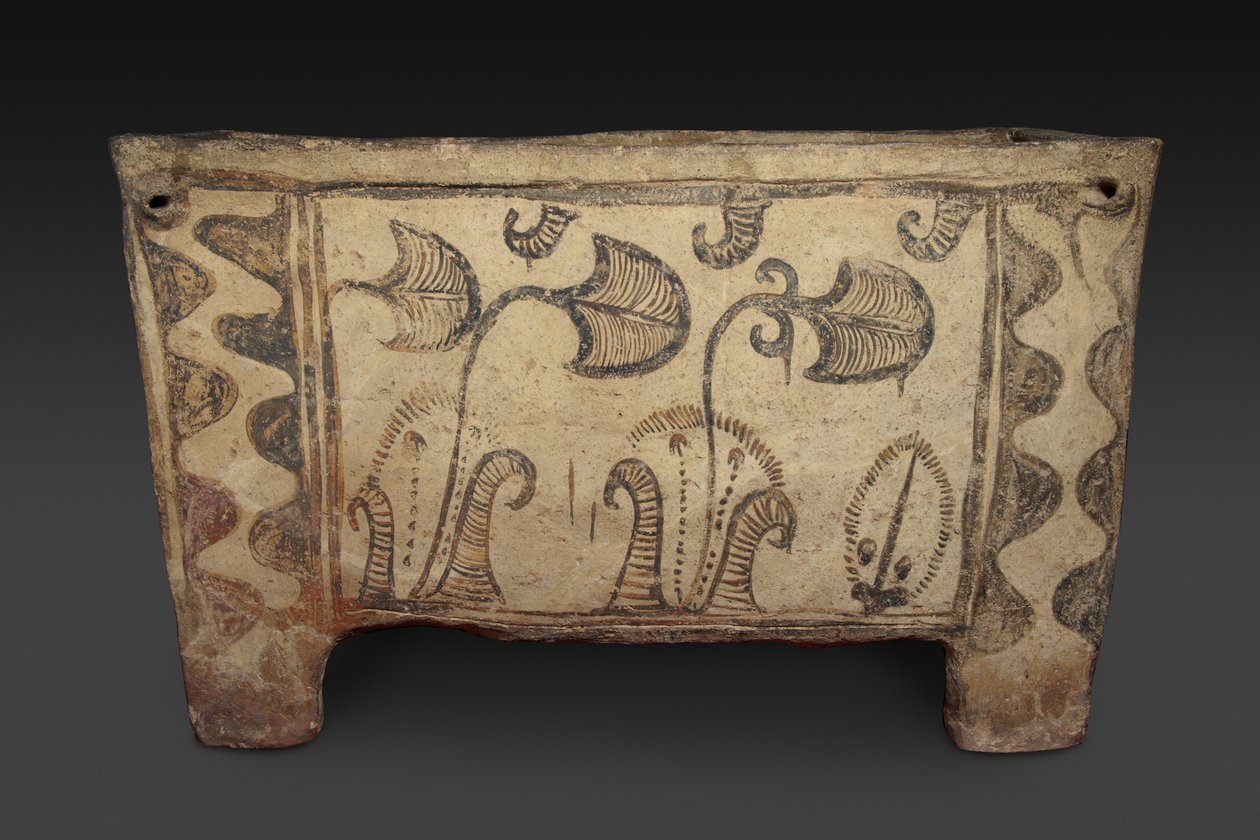 Målad kista, Knossos, Kreta, ca 1500 f.Kr. (målat lergods) (för baksidan se 419818) av Minoan