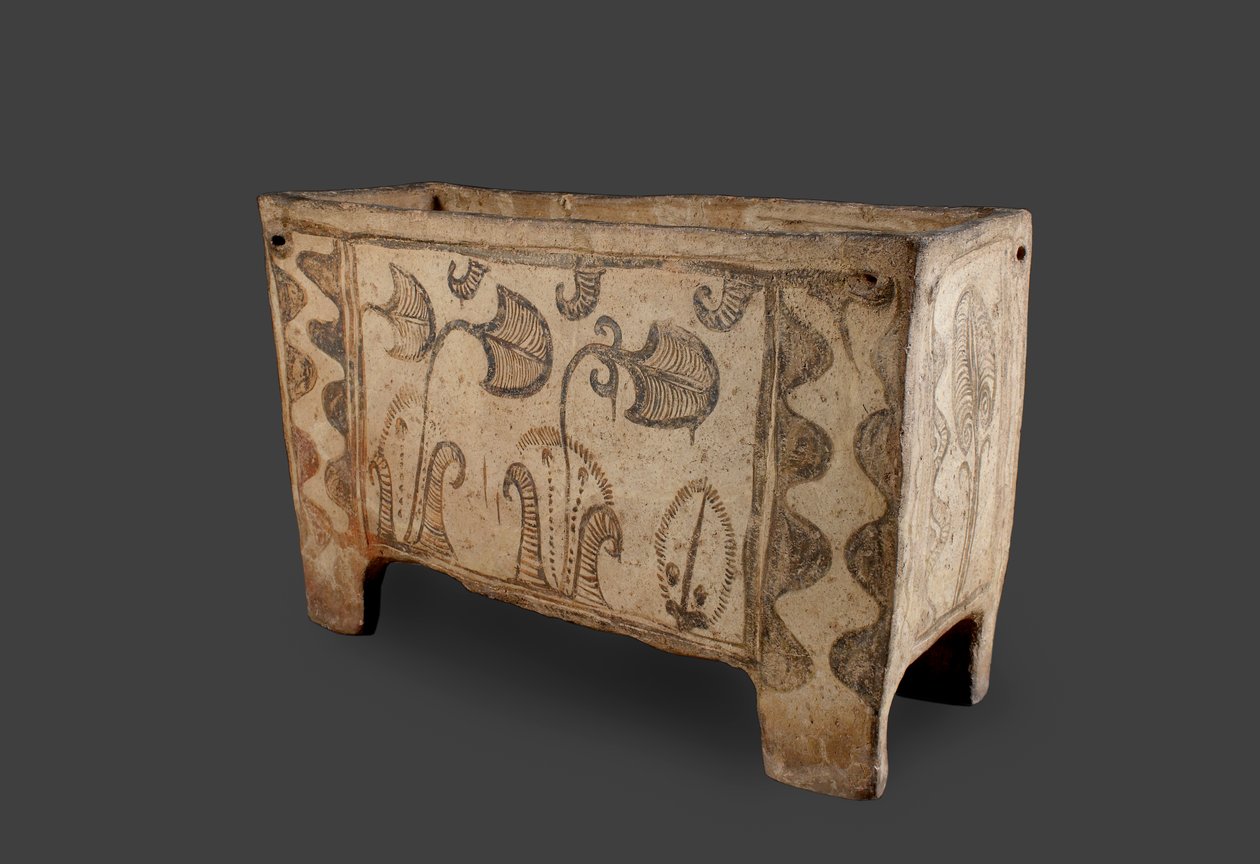 Målad kista, Knossos, Kreta, ca 1500 f.Kr. (målat lergods) (för baksidan se 419818) av Minoan