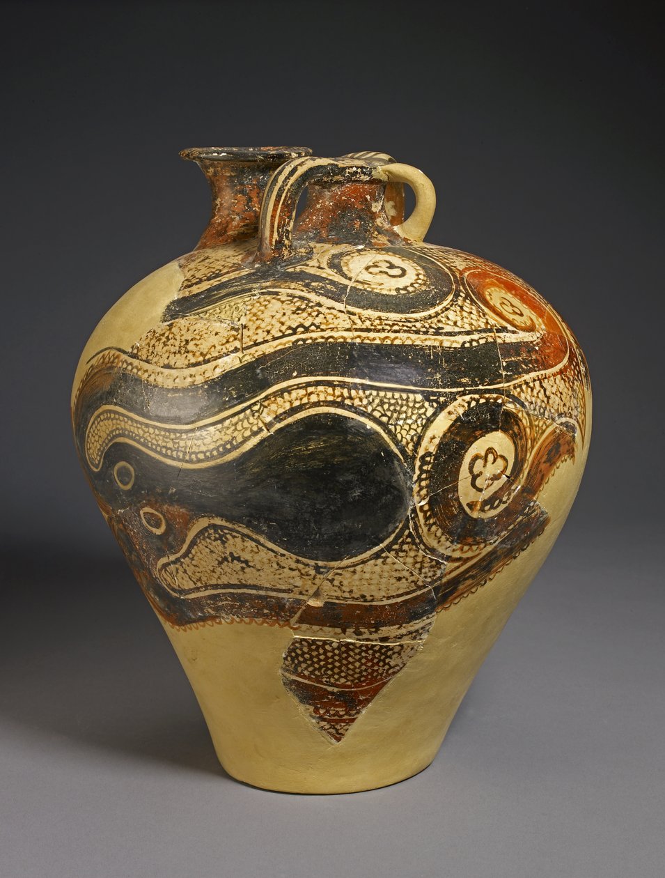 Keramikburk med bläckfiskdesign, Knossos, Kreta, sen minoisk period II, ca 1450-1400 f.Kr. (målat lergods) av Minoan