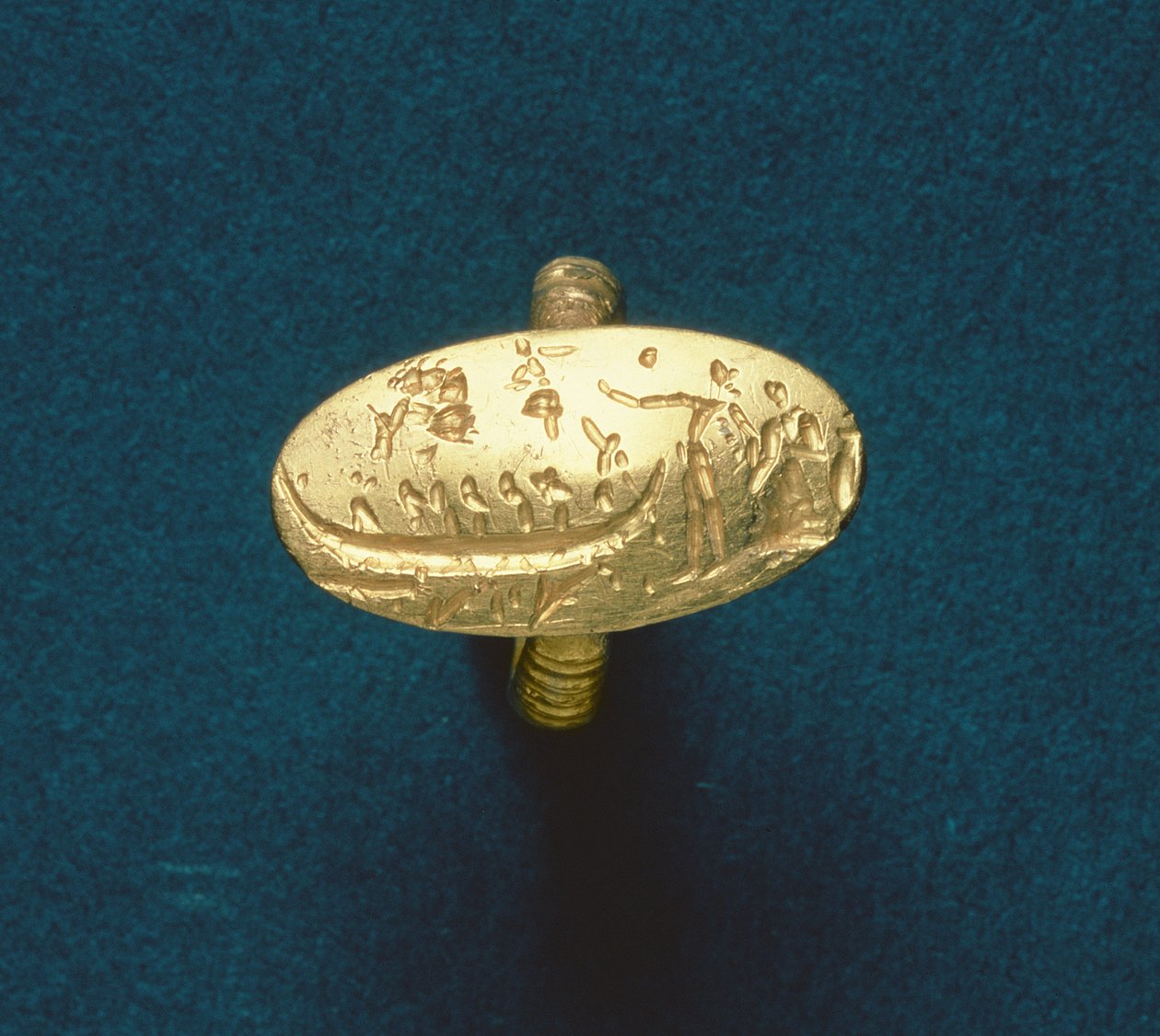 Sigillring, sen minoisk, ca 1500 f.Kr. (guld) av Minoan
