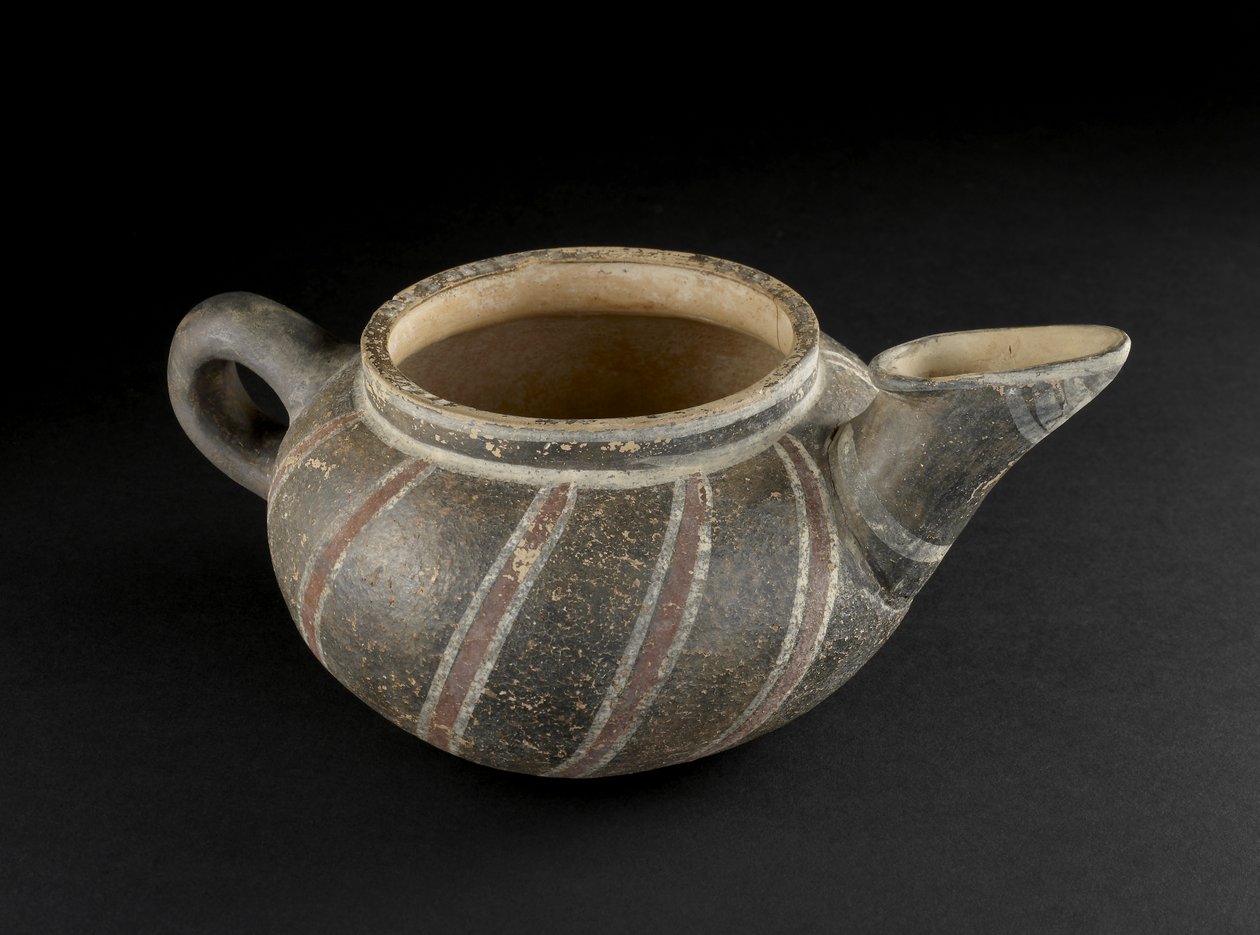 Vase med pipa, Knossos, Kreta, ca 1500 f.Kr. (målat lergods) av Minoan