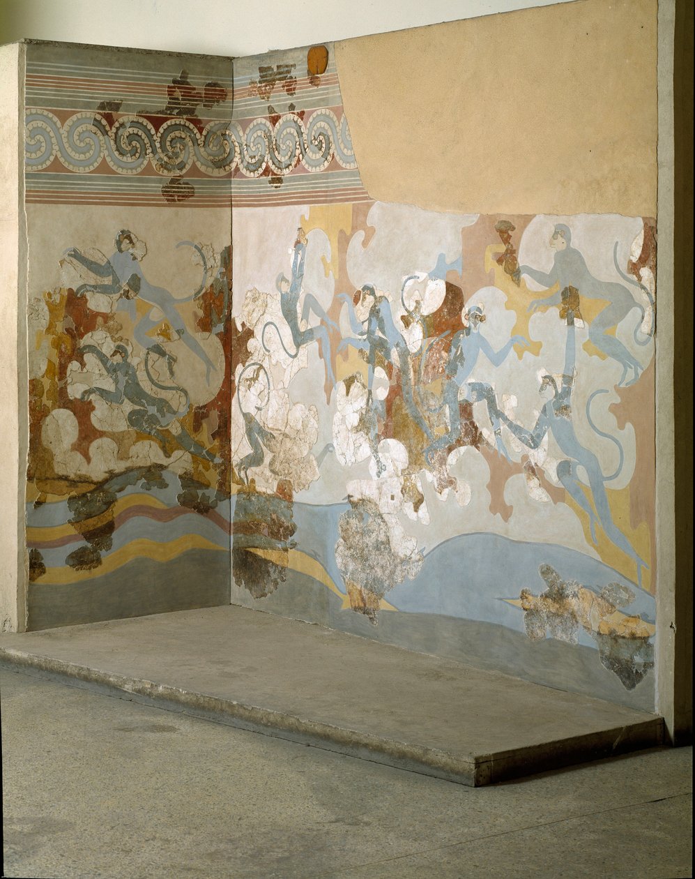 Minoisk konst: "" apor"" Fresk från Akrotiri till Santorini. 1500-talet f.Kr. Aten, Arkeologiska museet av Minoan