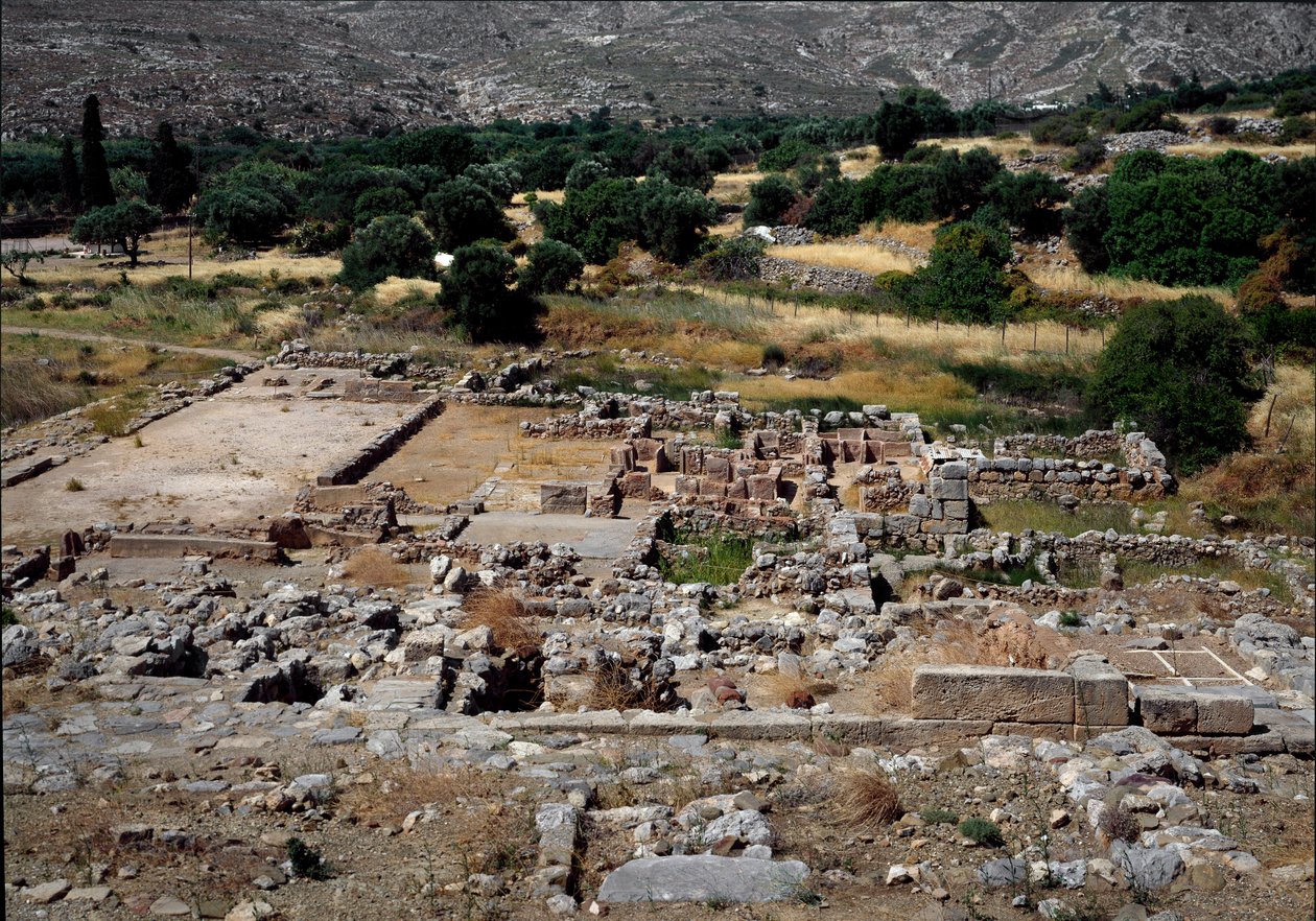 Minoisk civilisation: utsikt över ruinerna av Zakros-palatset byggt runt 1700-1650 f.Kr. Kreta av Minoan