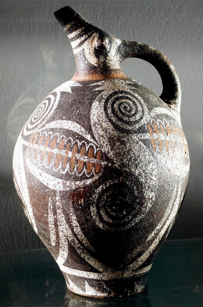 Minoisk konst: keramisk kanna dekorerad av polykroma teckningar. Från Phaestos (Phaistos eller Festo). Dämpa. 27 cm arkeologiskt museum, Heraklion, Kreta av Minoan