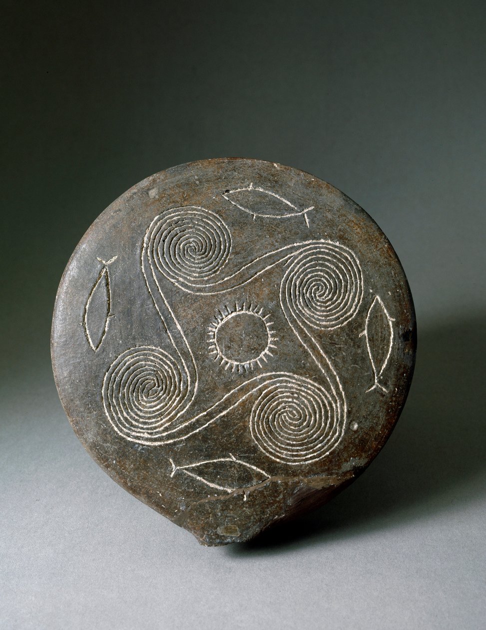 Minoisk konst: rund skiva av Naxos i terrakotta. Minoisk civilisation. 2400-2000 f.Kr. Aten, Arkeologiska museet av Minoan