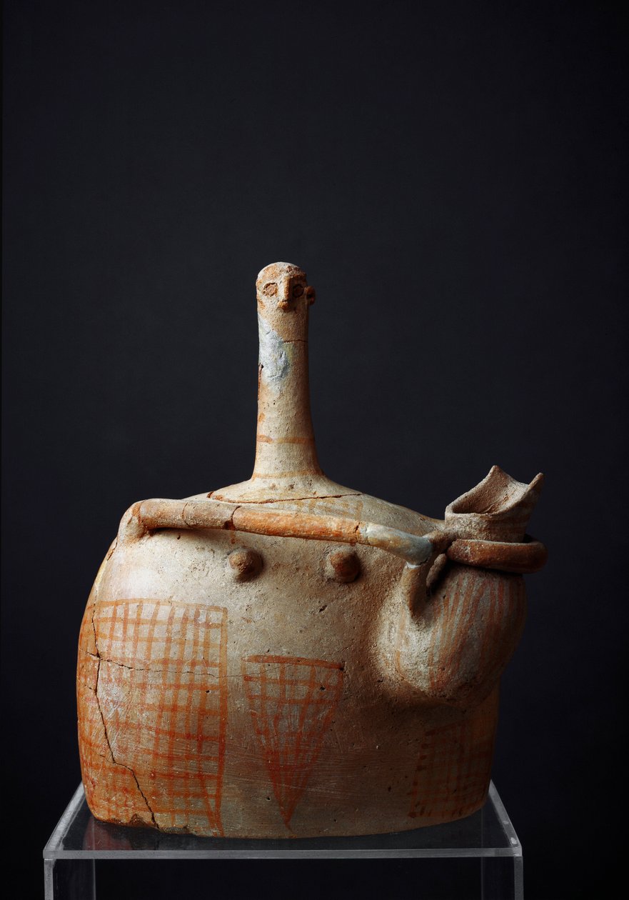 Minoisk civilisation: terrakottaskulptur av feminin gudom (modergudinna?) från Myrtos. 2300 f.Kr. Dämpa. 21,1 cm Kreta, Agios Nikolaos museum (Sankt Nikolaus) av Minoan