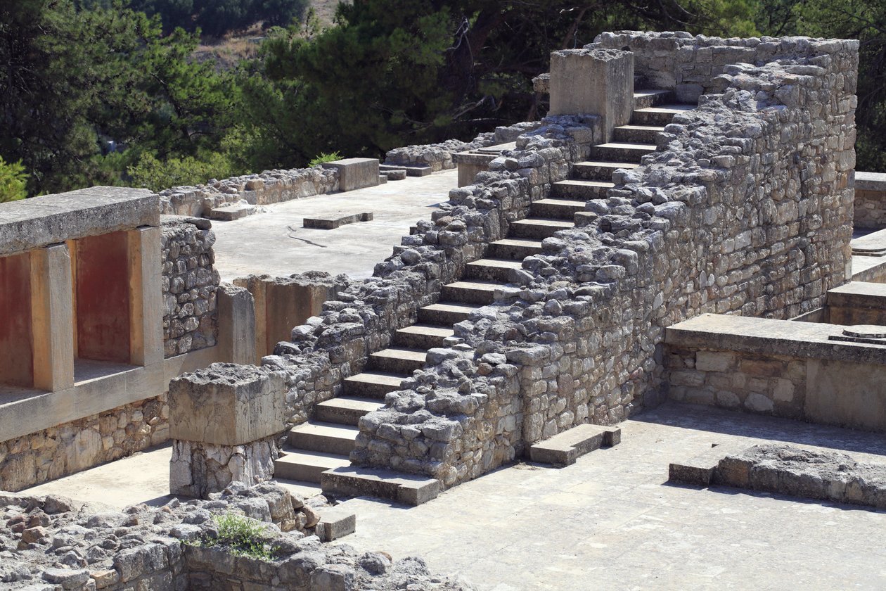 Orientalisk del av kungen Minos palats i Knossos mellan drottningen megaron och centraldomstolen. Kreta. 1600-1450 f.Kr av Minoan