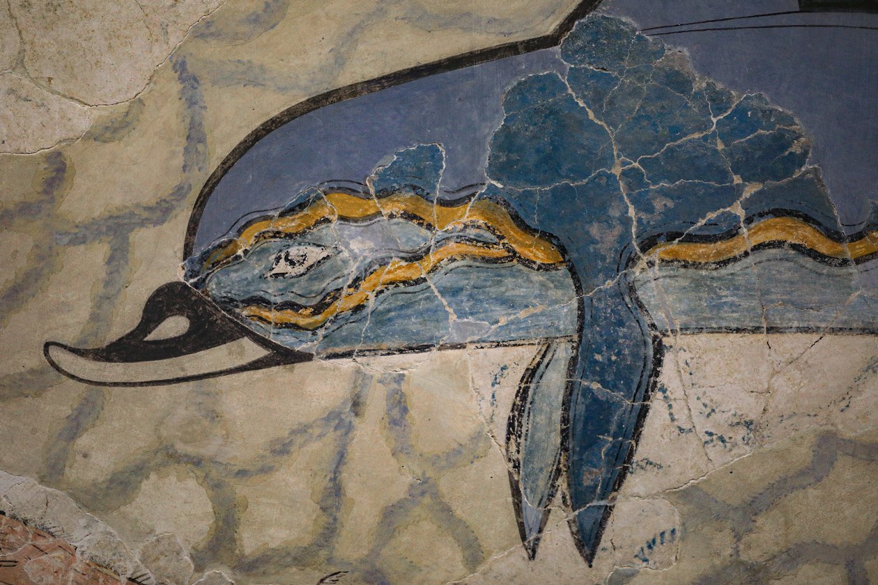 En del av "Dolphin Fresco". 1600 - 1450 f.Kr av Minoan