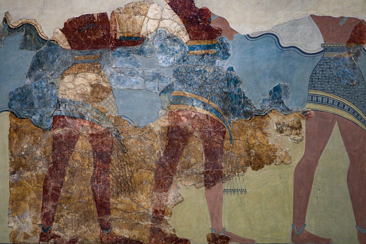 En del av processionsfresken. 1600 - 1450 f.Kr av Minoan