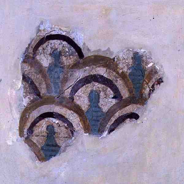 Spiralband och blommor från Knossos, Kreta, ca 1500 f.Kr. (fresk) av Minoan