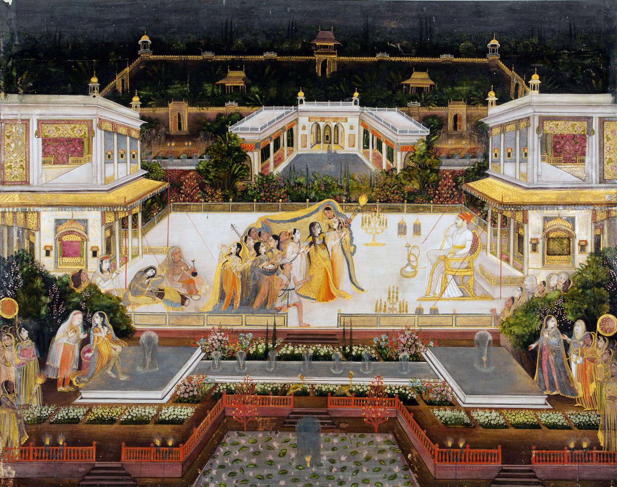 Presentation av en ny brud, ca 1760 (opak wc och guld på papper) av Mir Kalan Khan