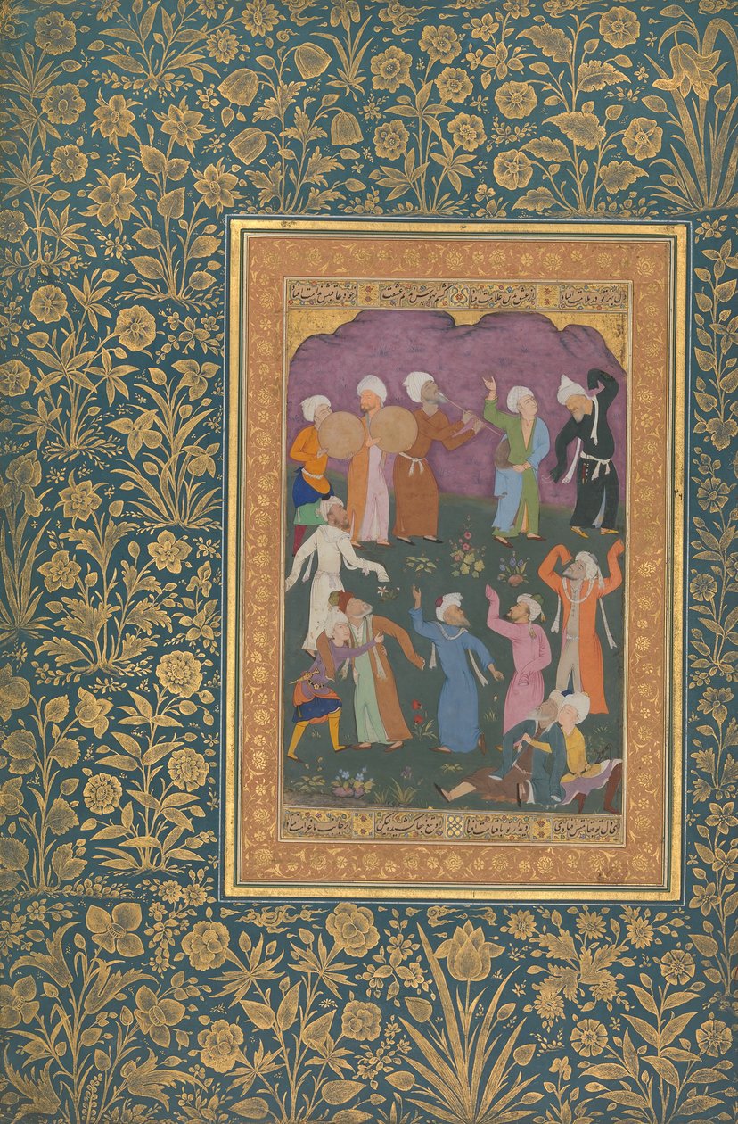 Dancing Dervishes, Folio från Shah Jahan Album, recto: ca. 1610, tergo: ca. 1530-50. av Mir 