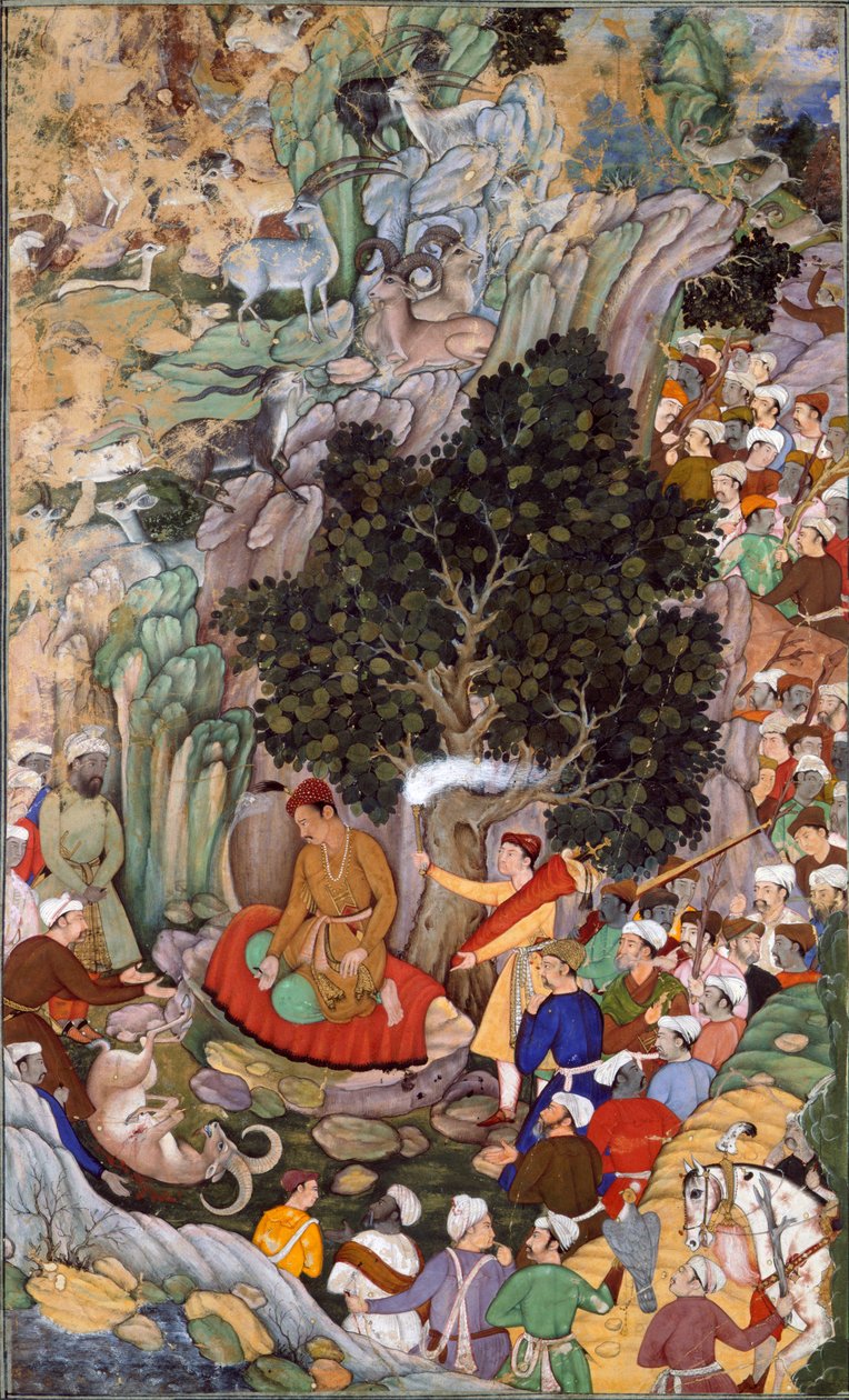 Akbar beordrar att slakten ska upphöra 1578, ca 1595 (gouache på papper) av Miskin Miskin