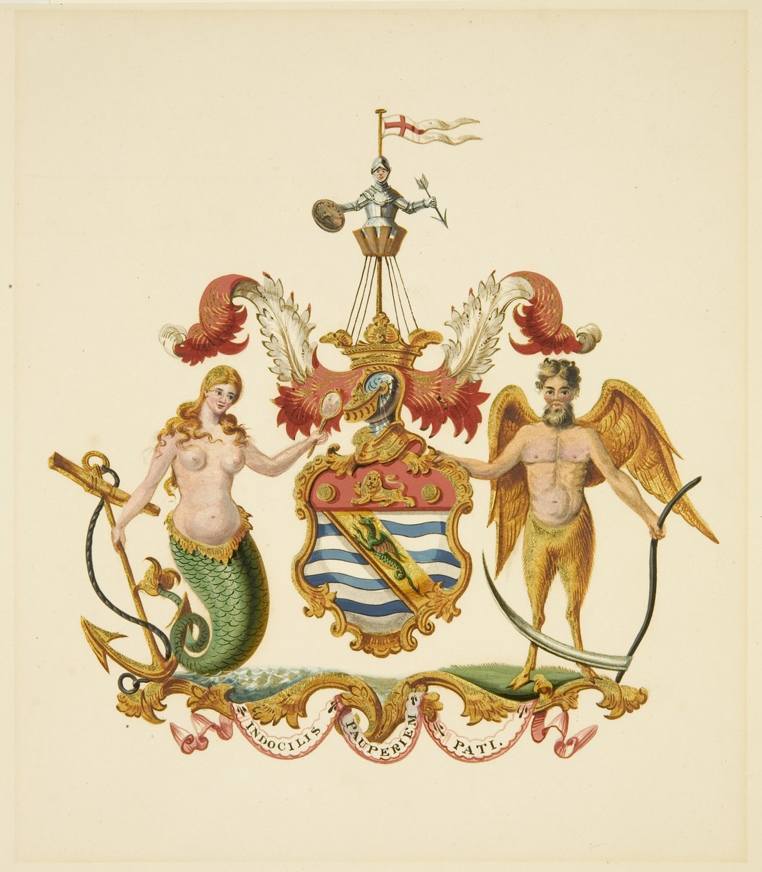 Arms of the Society of Merchant Venturers, c.1830 (penna och akvarell på papper) av Miss (attr.to) Braikenridge
