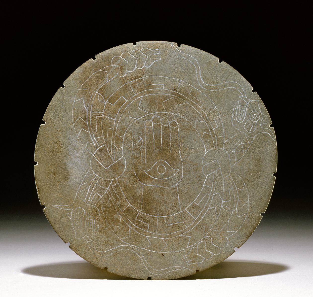 Palettsten, Moundville, 1200-1500 (se även 422910) av Mississippian culture