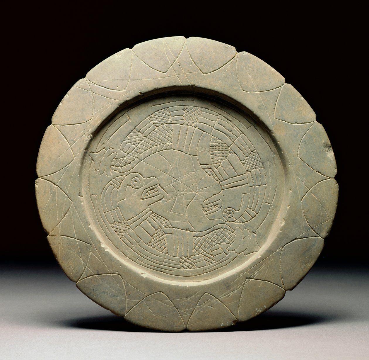 Palettsten, Moundville, 1200-1500 (se även 422911) av Mississippian culture