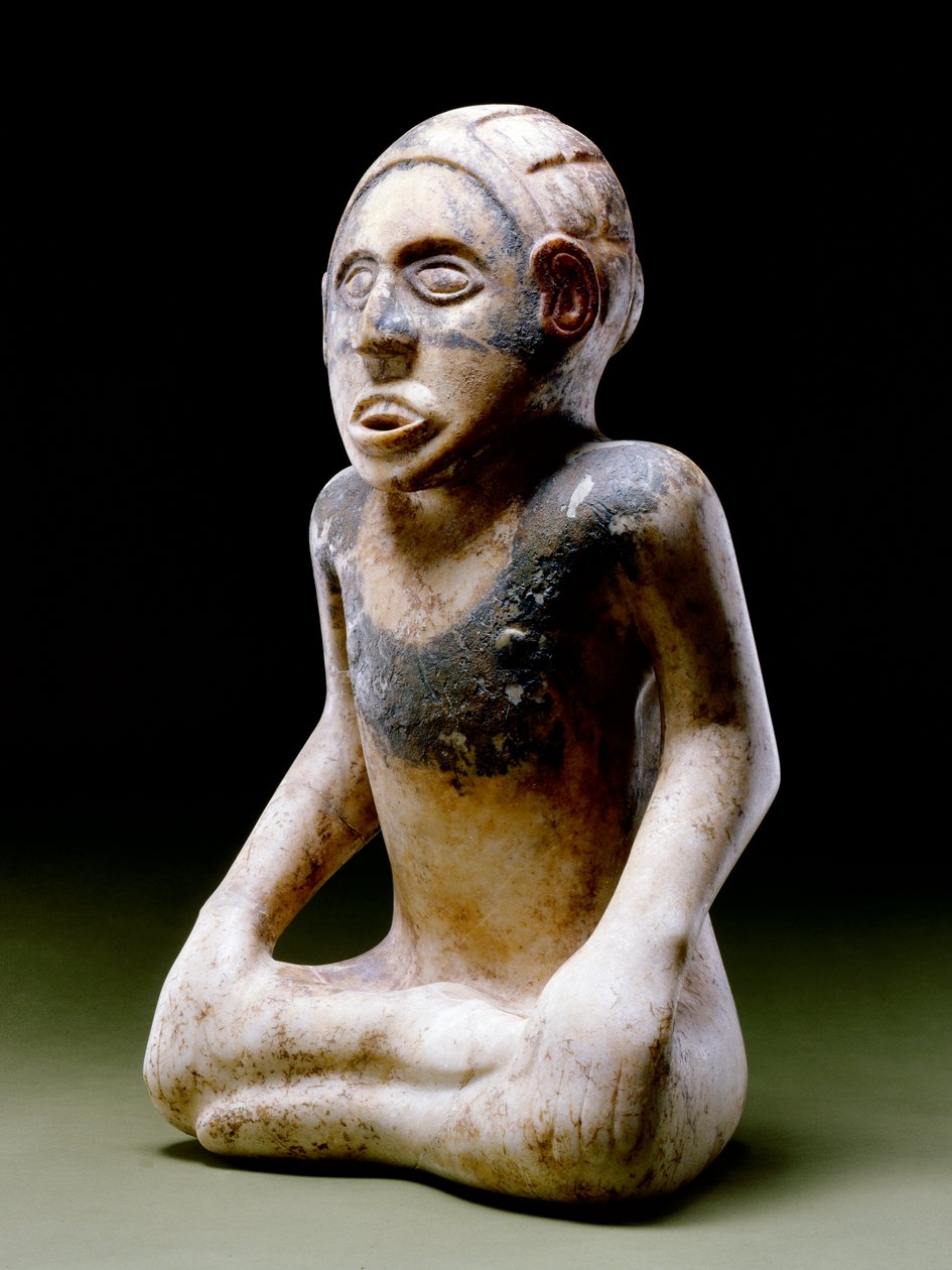 Sittande mansfigur, 1200-1450 (marmor) (se även 422893) av Mississippian culture