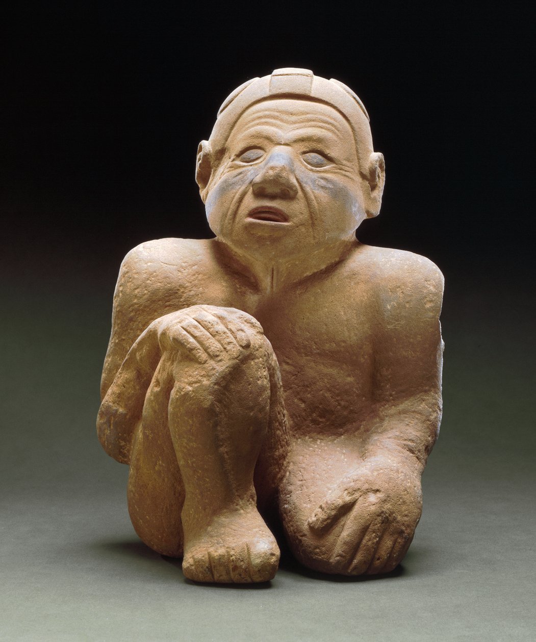 Sittande mansfigur, 1300-1500 (sandsten) av Mississippian culture