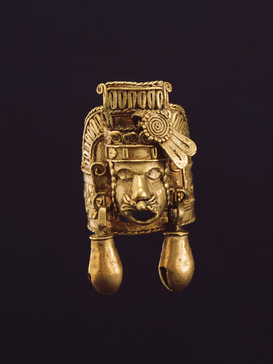 Ring med vindguden Ehecatl (guld) av Mixtec