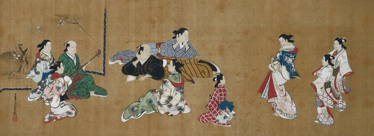 Underhållningsscen, 1700-tal. av Miyagawa Chōshun