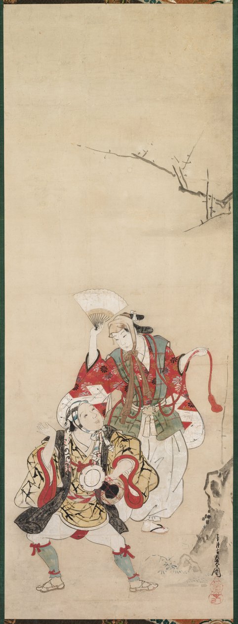 Spring Dancers Manzai, 1700-talet. av Miyagawa Chōshun
