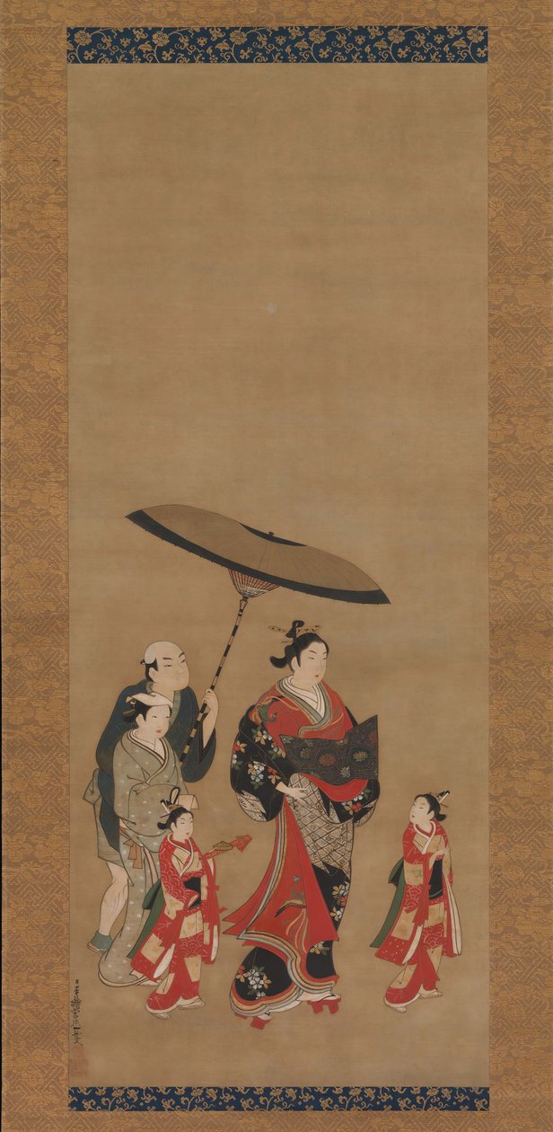 Courtesan on Parade, sent 1730-tal-tidigt 1740-tal. av Miyagawa Issho
