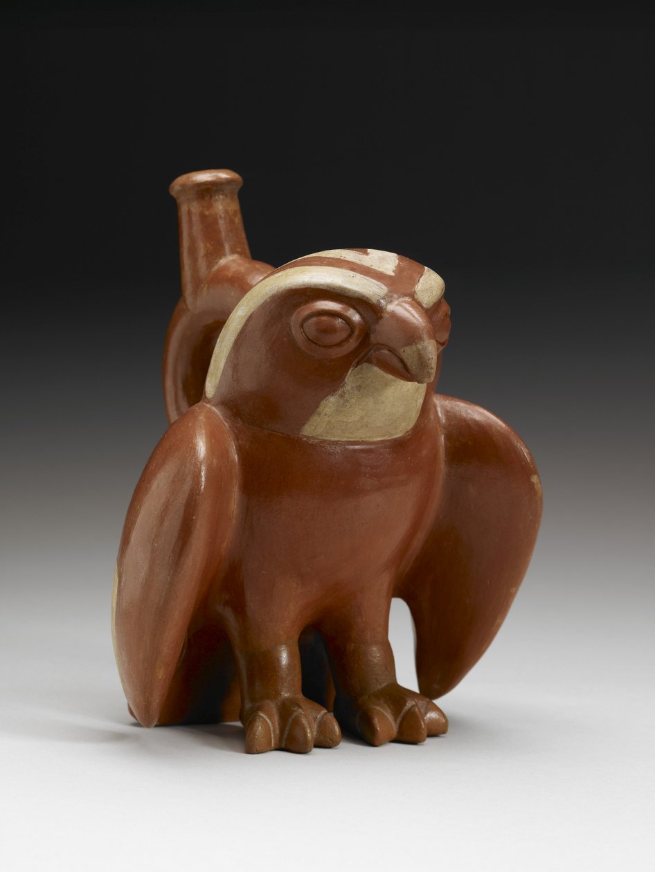 Hawk Vessel, 200-450 AD (lergods med slip) av Moche Moche