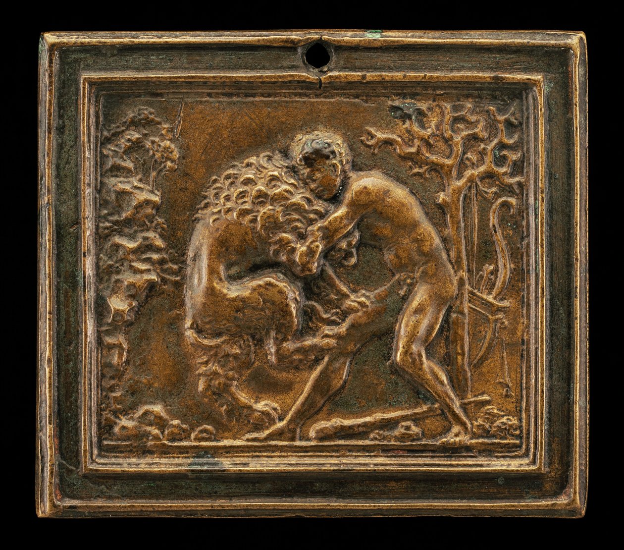 Hercules and the Nemean Lion, sent 1400-tal - tidigt 1500-tal. av Moderno