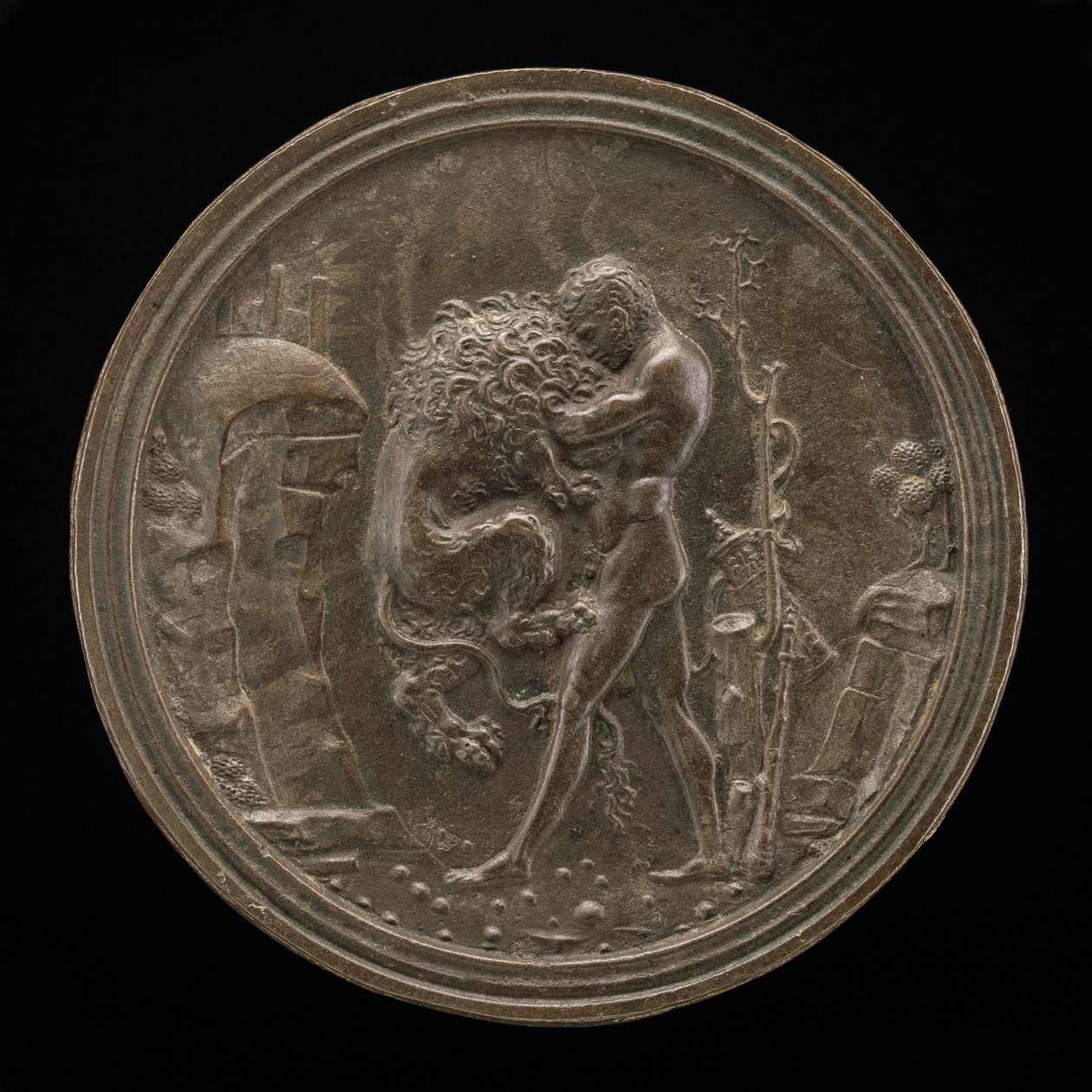 Hercules and the Nemean Lion, sent 1400-tal - tidigt 1500-tal. av Moderno